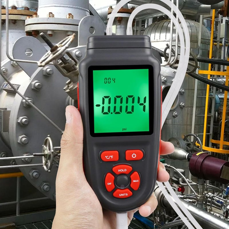 DANOPLUS Manometer Gas Pressure Tester Gauges HVAC 12 Selectable Units Digital Differential Dual Air Pressure Meter Handheld Tester - Image 3